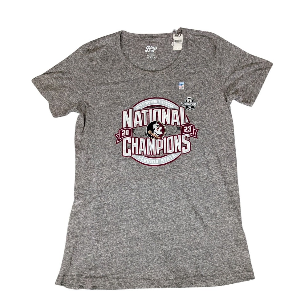 Blue 84 Florida State FSU 2023 Women's Soccer National Champions Tee XL Gray